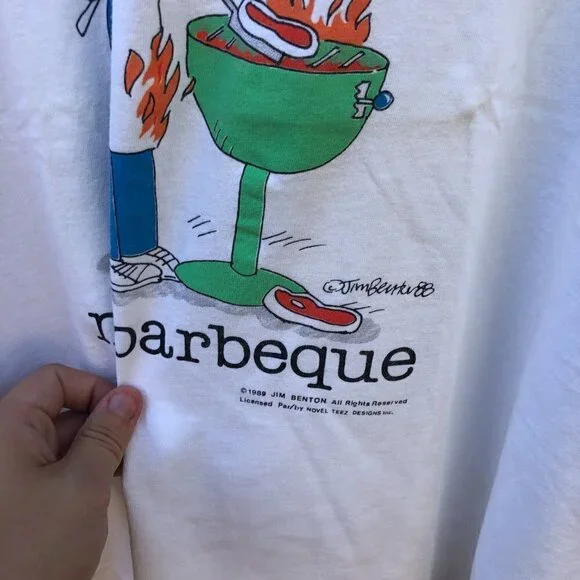 Vintage Single Stitch 1989 Jim Benton Mr. Barbeque Graphic T Shirt XL - Picture 9 of 13